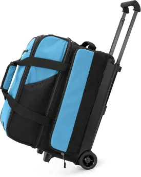 2 Bowling Ball Roller Bag with Large Shoes Compartment(Up To US Mens Size 16), Bowling Bag with Wheels, Retractable Handle (Extends to 40") and Multiple Functional Organizer Pockets