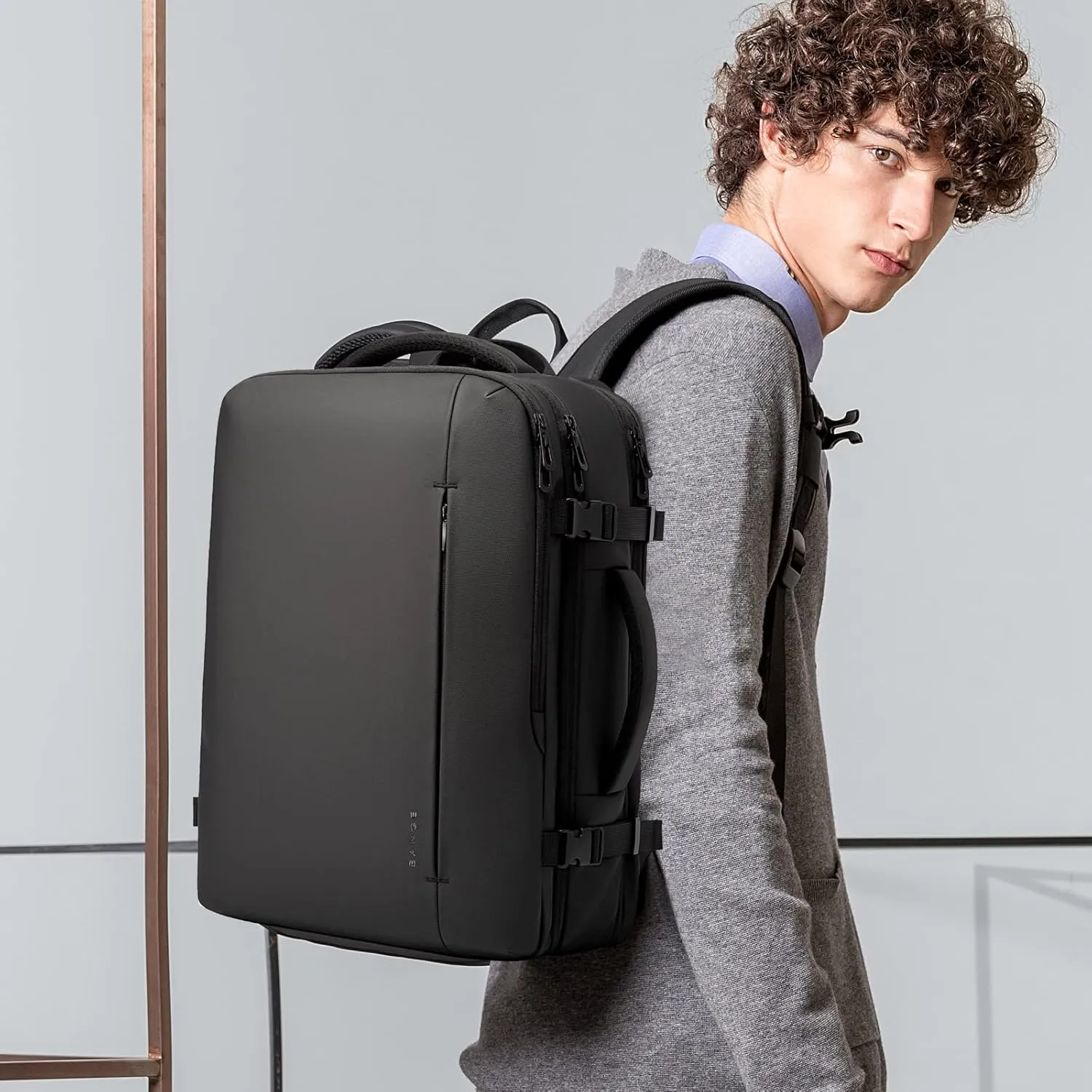 BANGE 35L Men's Expandable Laptop Backpack for 17.3Inch Laptop, Carry On Backpack Fits Under Seat Airline Approved, Personal Item Travel Bag for Men