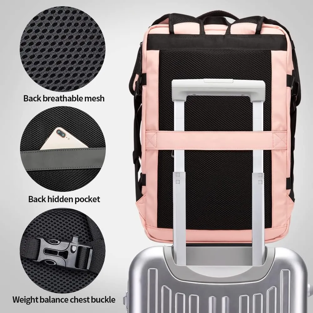 BANGE 35L Travel Backpack for Women, Carry On Backpack with USB Charging Port,17.3 Inch Laptop Backpack Flight Approved, College School Bag Casual Daypack for Weekender Business Hiking