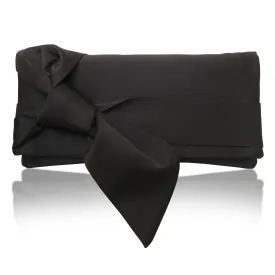 Black satin clutch handbag PIPER