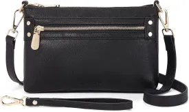 BOSTANTEN Small Crossbody Purse Leather Wristlet Purses for Women with Zipper Pocket Casual Clutch Bags