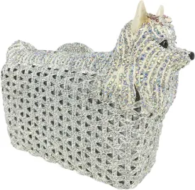 Boutique De FGG Puppy Evening Bags and Clutches for Women Formal Party Poodle Dog Crystal Clutch Purse Wedding Handbag