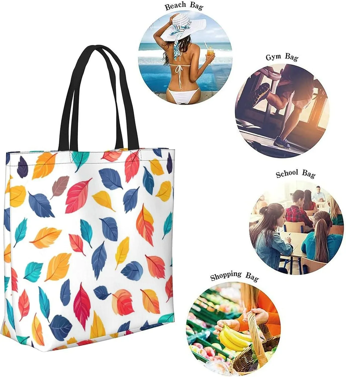 Canvas Tote Bag Large Women Casual Shoulder Bag Handbag Reusable Beach Shopping Grocery Bag For Outdoors