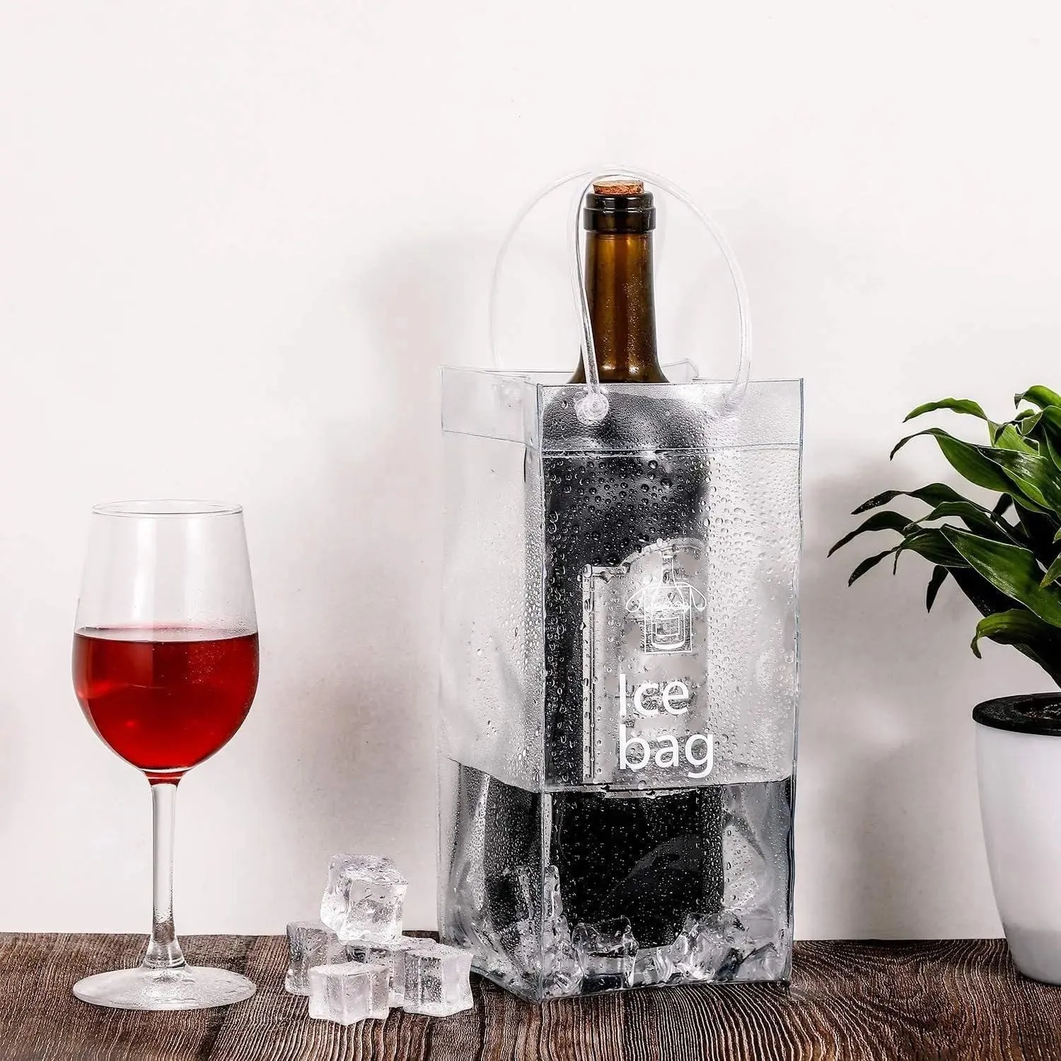 Champagne Bucket Wine Cooler 3PCS PVC Pouch Wine Cooler Bag PVC Wine Pouch Bags for Champagne Cold Beer White Wine Chilled Beverages Drinks Cooler(Transparent 3 Pcs)