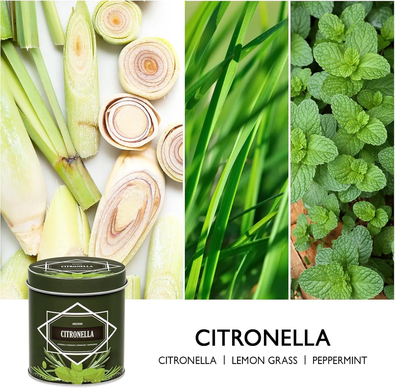 Citronella Candles Outdoor, 6-Pack Citronella Candles for Outside Patio, Camping & Garden, Summer Gifts for Indoor Home Scented, 60-Hour Burn Time, 9 Ounce Each