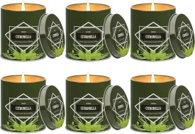 Citronella Candles Outdoor, 6-Pack Citronella Candles for Outside Patio, Camping & Garden, Summer Gifts for Indoor Home Scented, 60-Hour Burn Time, 9 Ounce Each
