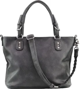 Concealed Ella Carry Purse for Women  Locking Zippers, Braided Strap, Holster Included, Faux Leather Tote