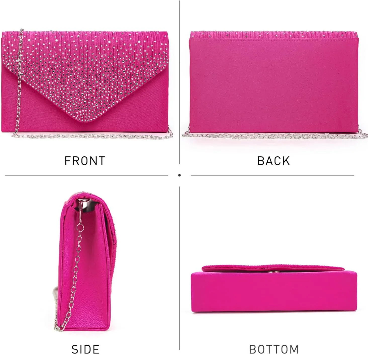 Dasein Ladies Frosted Satin Evening Clutch Purse Bag Crossbody Handbags Party Prom Wedding Envelope