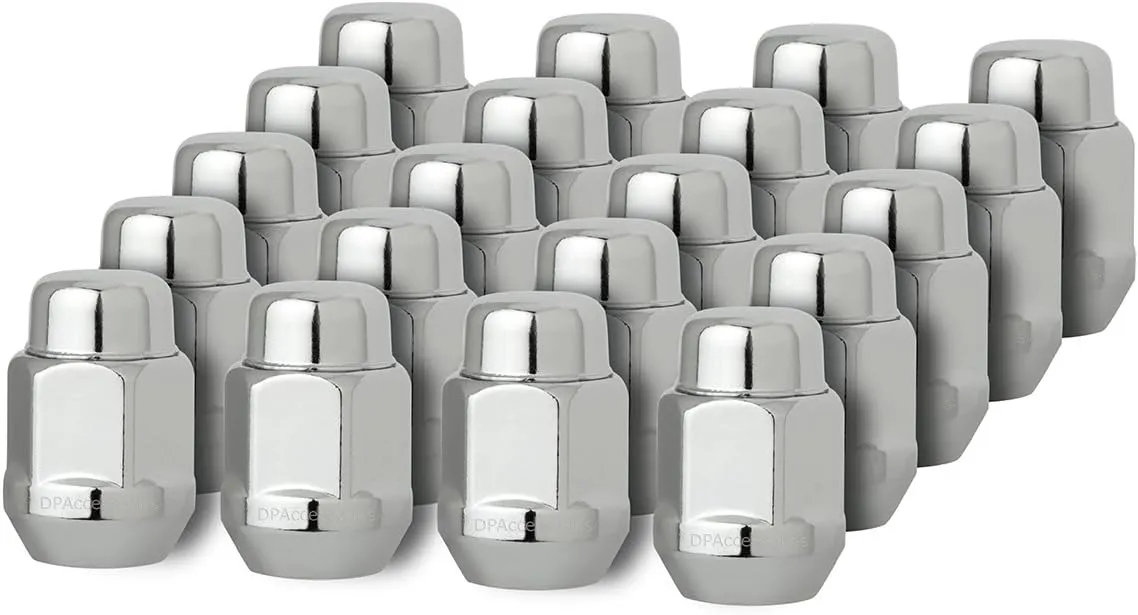 DPAccessories 20 Chrome 14x1.5 Closed End Bulge Acorn Lug Nuts - Cone Seat - 13/16" Hex D3718-2305/20