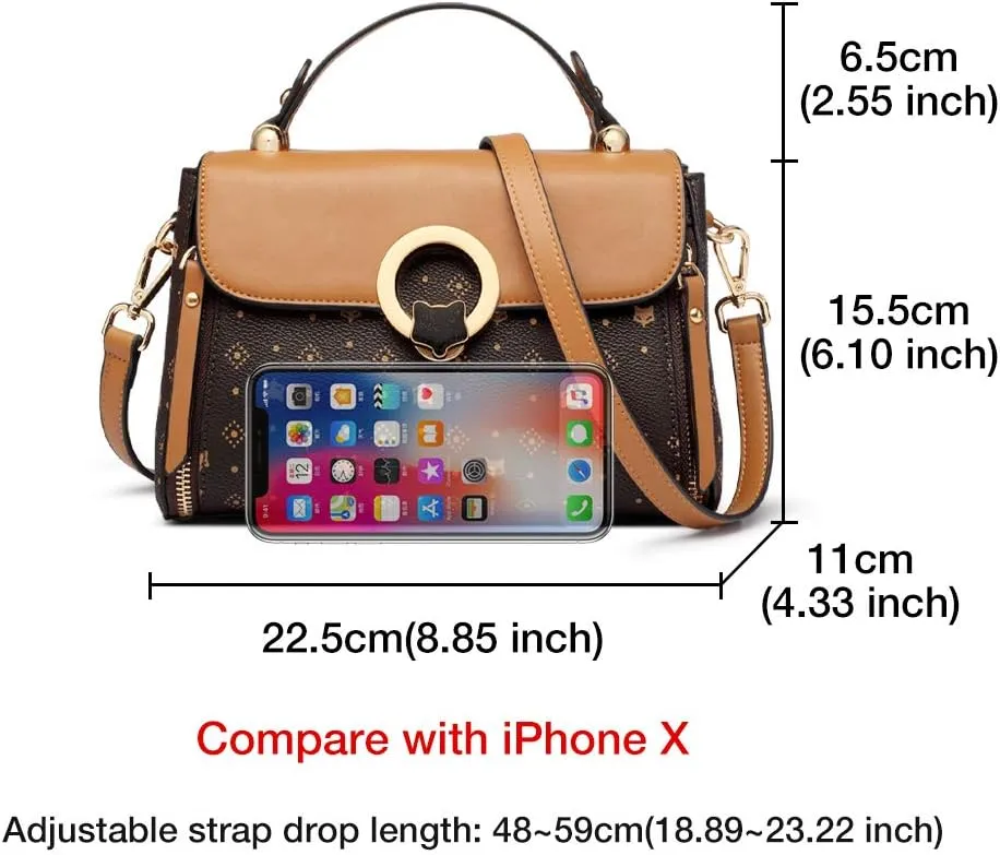 FOXLOVER Small Crossbody Bag for Women PVC Leather Detachable Strap Lightweight Twist Lock Flap
