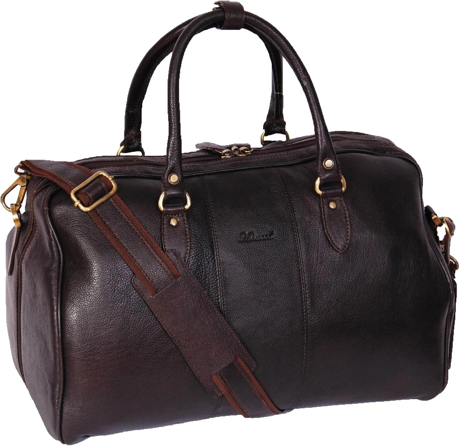 Genuine Leather Holdall Weekend Cabin Travel Gym Sports Duffle Casual Bag Brown A21, Brown, Large