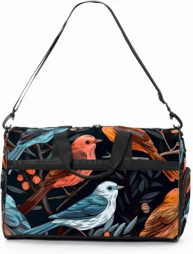 Gym Bag for Women, Carry on Weekender Overnight Bag, Travel Duffel Bags, Personal Item Travel Bag Tote Bag Workout Dance Bag, Chinese Painting Bird - 58