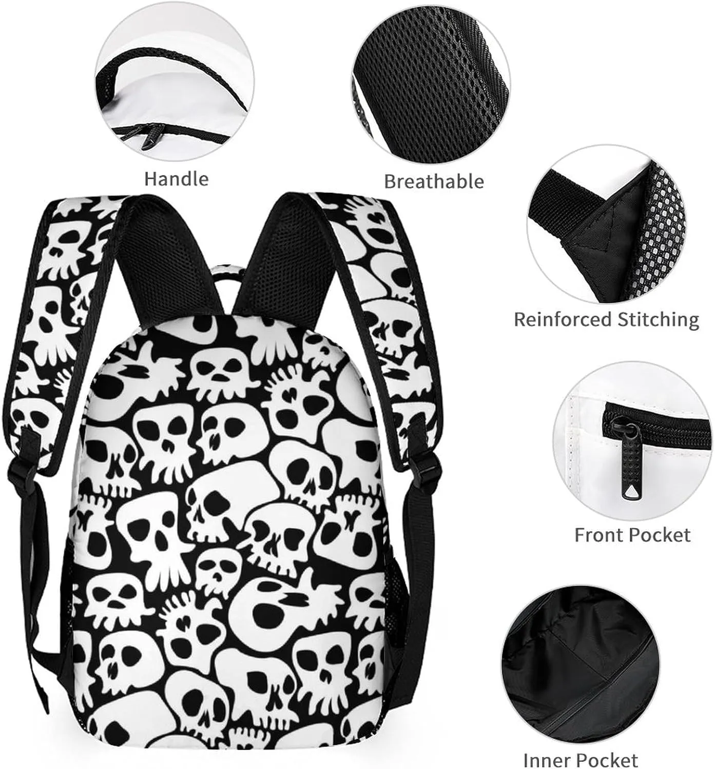 Halloween Backpack with Lunch Box & Pencil Case for Kids Girls Boys School, 16 Inch Scary Halloween Bookbag, School Backpacks for Students Children, Lightweight, Large Capacity