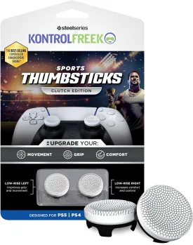 KontrolFreek Clutch for PlayStation 5 (PS5) and PlayStation 4 (PS4) Controller | Performance Thumbsticks | 2 Low-Rise Concave | Black & White