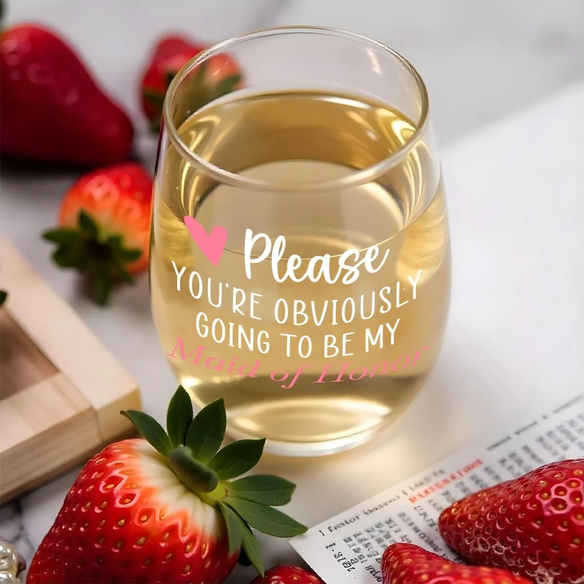 Maid of Honor Bridesmaid Proposal Bridal Shower Gifts Wedding Day Gifts for Maid of Honor Bridal Couple Gift for Wedding Day-15 oz Wine Glass And Wine Bag