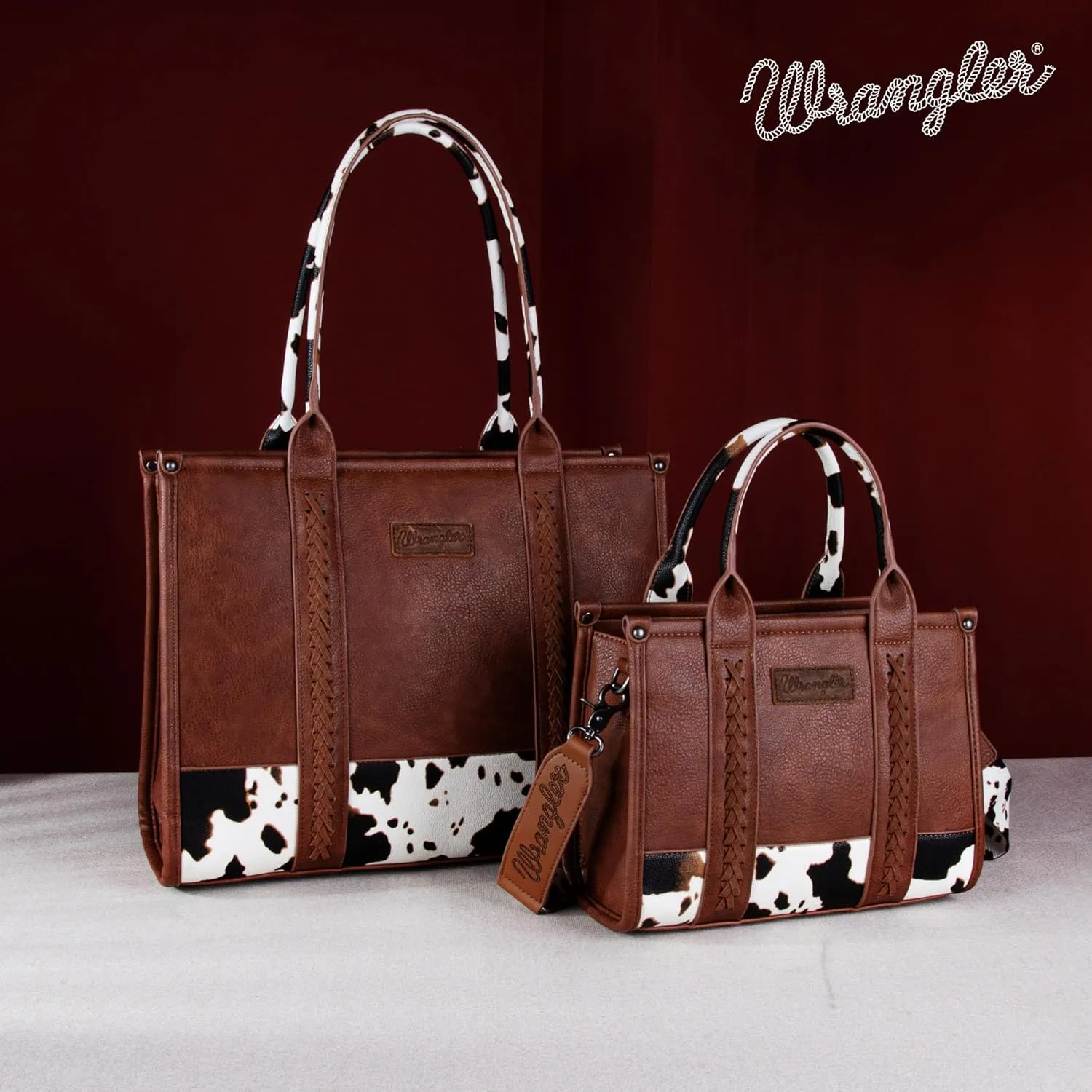 Montana West  Wrangler Tote Bag for Women Western Cow Print Purse Designer Top Handle Handbags