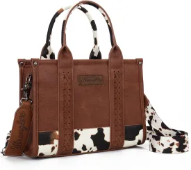 Montana West  Wrangler Tote Bag for Women Western Cow Print Purse Designer Top Handle Handbags
