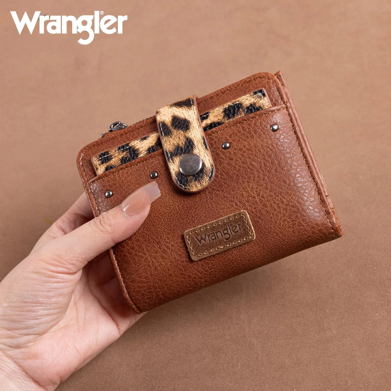 Montana West X Wrangler Small Womens Wallet Leopard Print Women's Wallets, Card Cases & Money Organizers Small Bifold Card Wallet with Removable ID Window