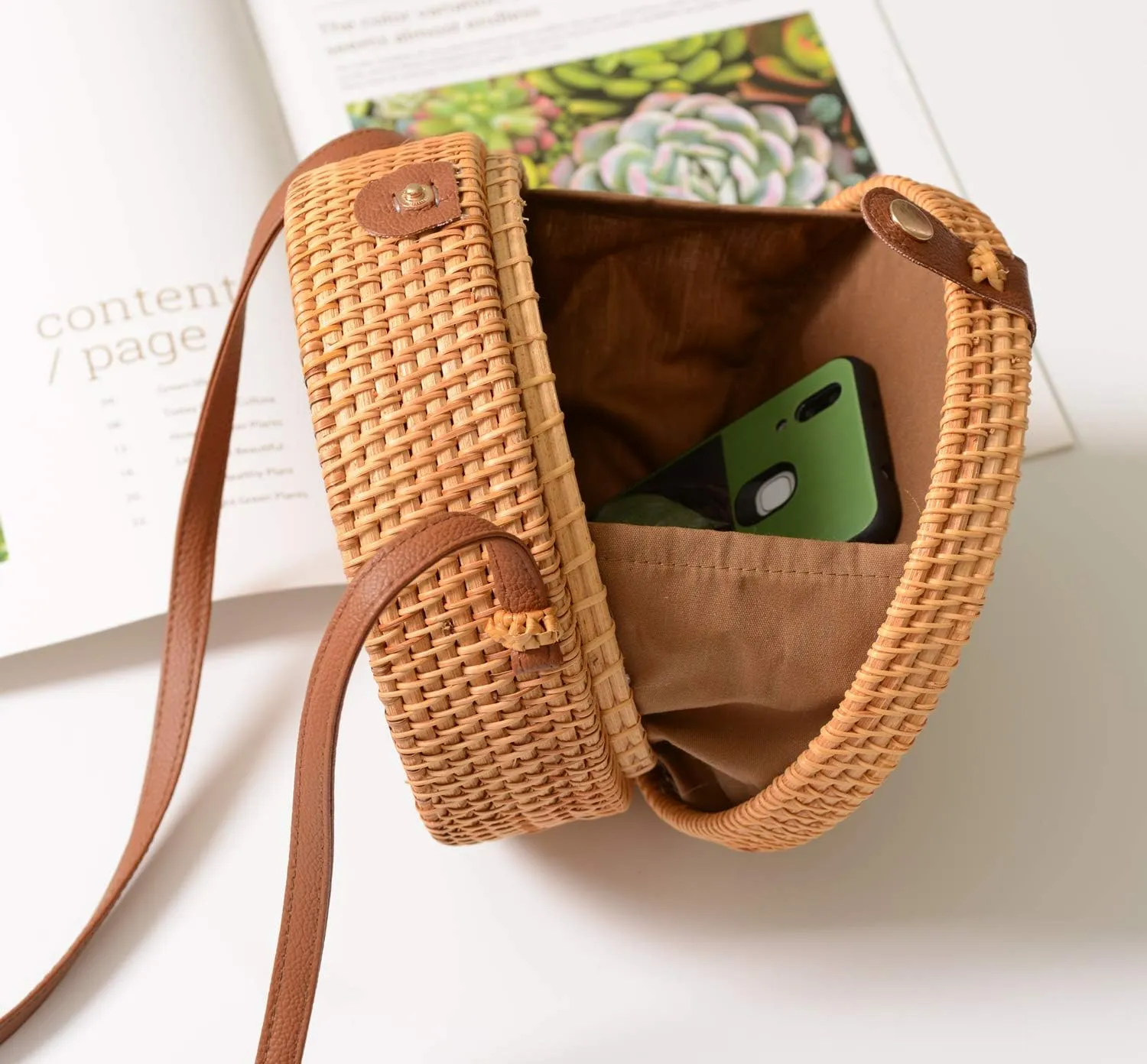 Rattan Summer Straw Beach Bag - Woven Wicker Basket Vacation Purse - Gifts for Women