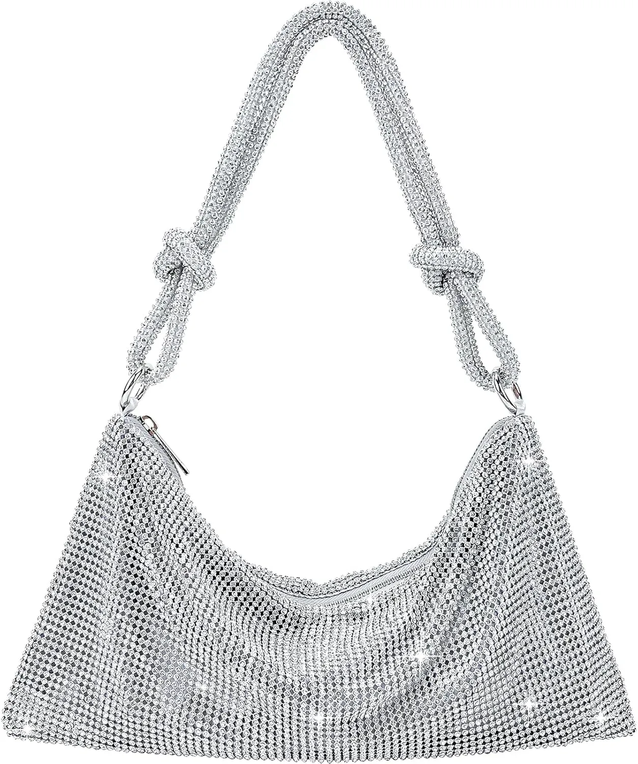 Rhinestone Purse Sparkly Evening bag Silver Diamond Clutch Purses for Women, Prom Rhinestone Handbag Hobo Bag