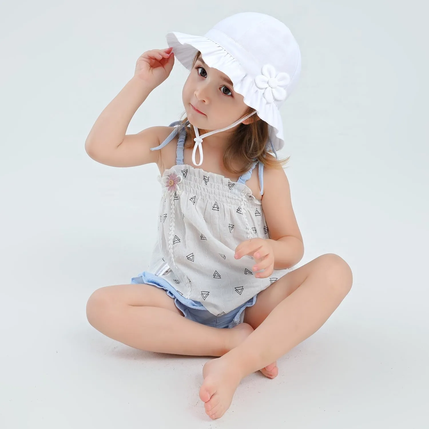 Toddler Kids Baby Girl Sun Hat Floppy Cotton Summer Hat 50  SPF Protective