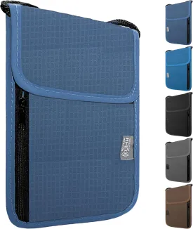 Travel Neck Wallet with RFID Blocking  Passport Holder Organizer Neck Pouch  Portable Easy to Conceal Travel Pouch (Dark Blue)