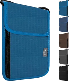 Travel Neck Wallet with RFID Blocking  Passport Holder Organizer Neck Pouch  Portable Easy to Conceal Travel Pouch (Light Blue)