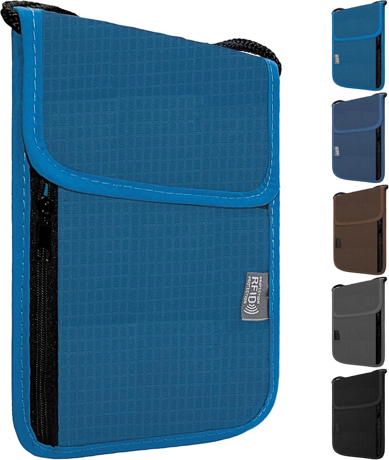Travel Neck Wallet with RFID Blocking  Passport Holder Organizer Neck Pouch  Portable Easy to Conceal Travel Pouch (Light Blue)