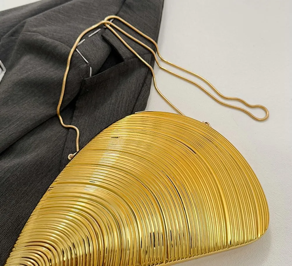 Women Metallic Evening Bag Shell-shaped Clutch Purses for Women Acrylic Purse Irregular Crossbody Handbag for Party Wedding