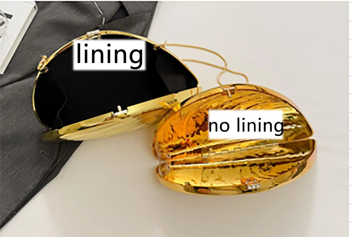 Women Metallic Evening Bag Shell-shaped Clutch Purses for Women Acrylic Purse Irregular Crossbody Handbag for Party Wedding