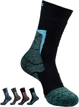 Women's Compression Hiking Socks Boot Socks w/Anti-Stress-Moisture Wicking Germanium & Coolmax Mild-Compression 1/2 Pairs