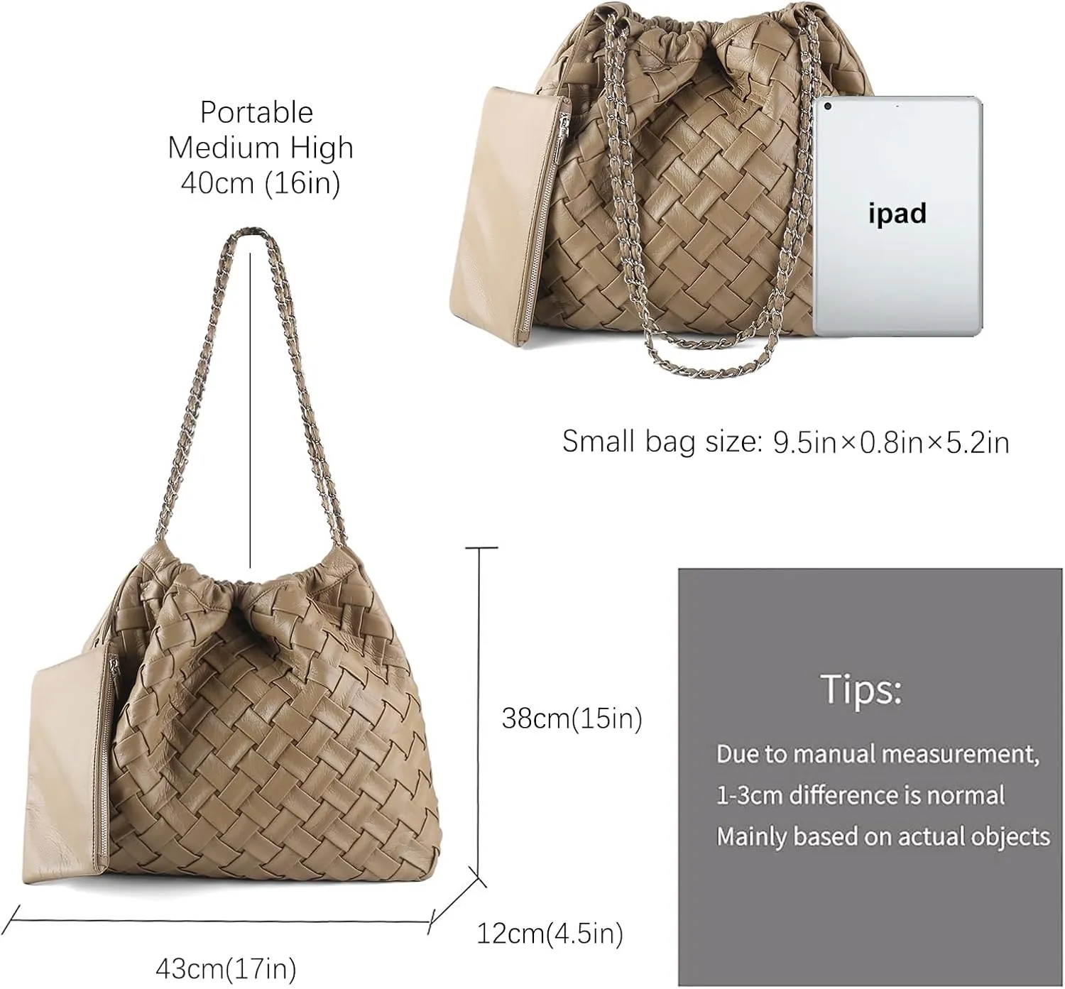 Woven Tote Bag for Women Large Summer Beach Hobo Handbags Handmade Top-handle Shoulder Bag with Purse