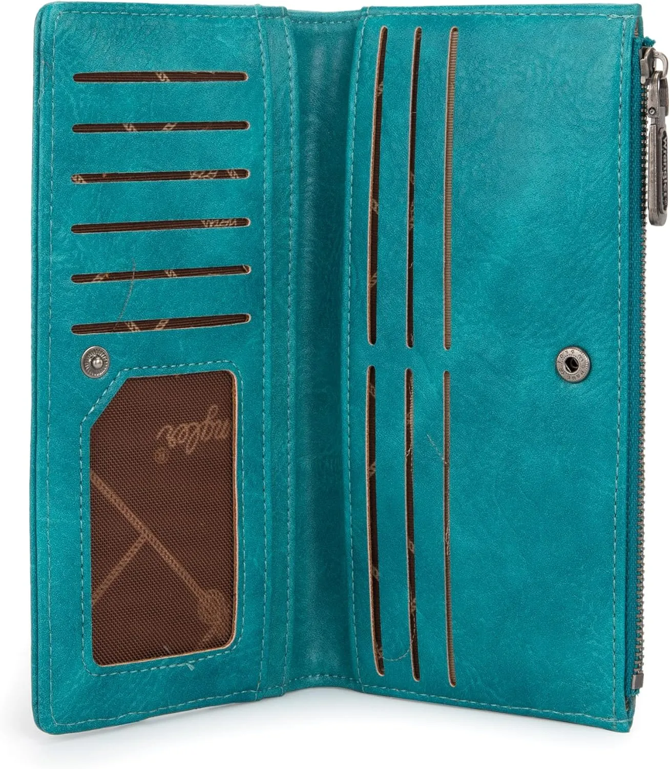 Wrangler Minimalist Wallet for Women Credit Card Wallet Ladies Travel Wallets Monederos de Mujer Card Cases & Money Organizers with Smooth Zippers for Womens Turquoise