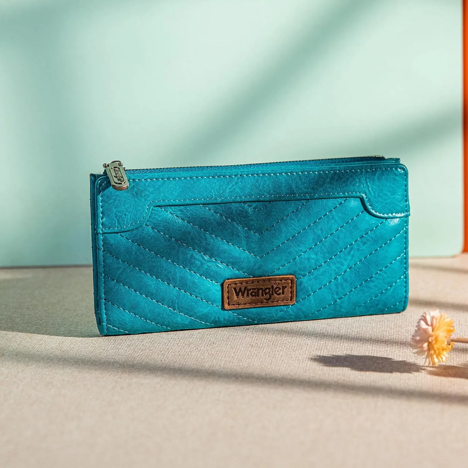 Wrangler Minimalist Wallet for Women Credit Card Wallet Ladies Travel Wallets Monederos de Mujer Card Cases & Money Organizers with Smooth Zippers for Womens Turquoise