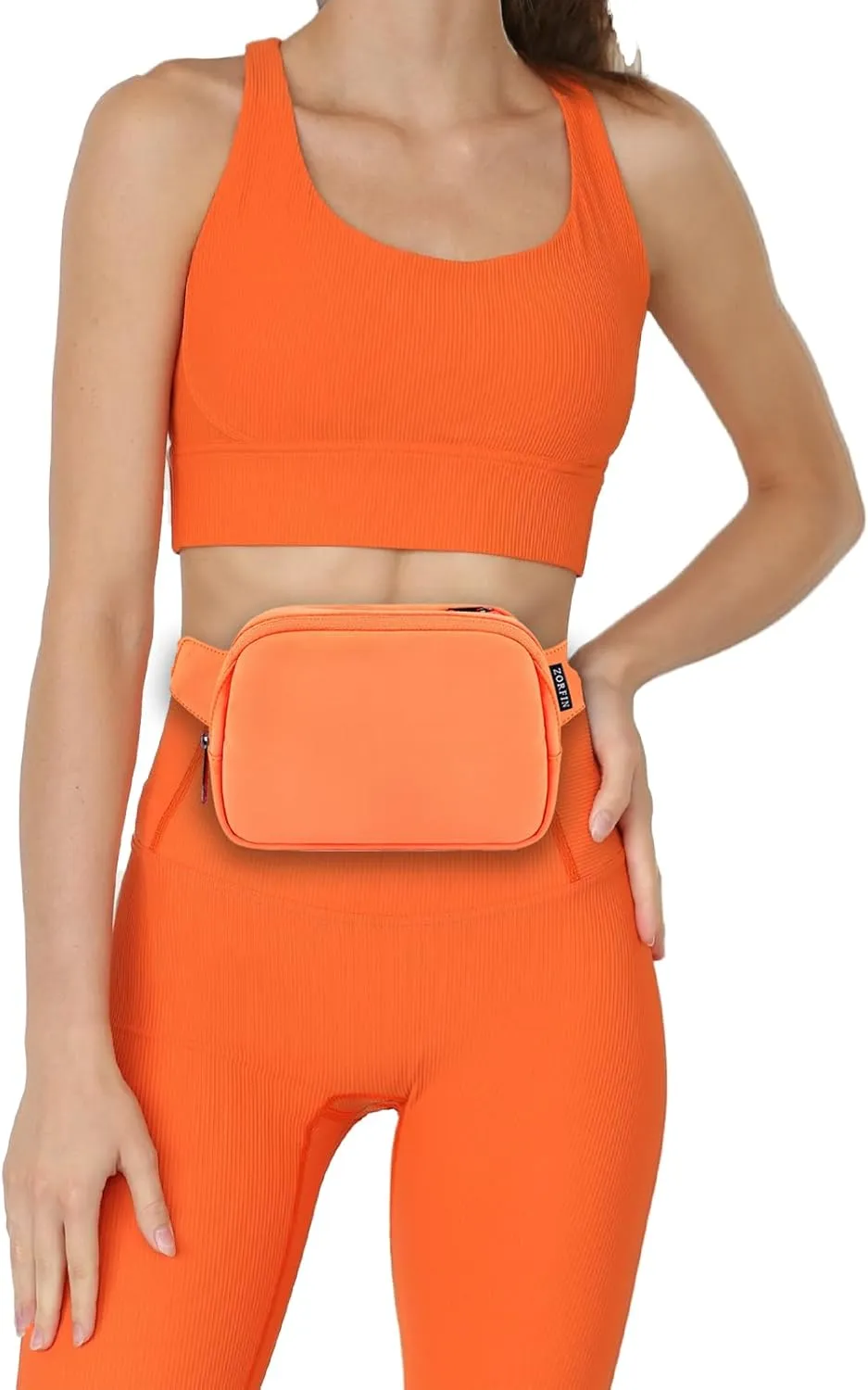 ZORFIN Belt Bag for Women Men Fashionable Crossbody Fanny Packs for Women with Adjustable Strap for Hiking Running Travel (Orange)