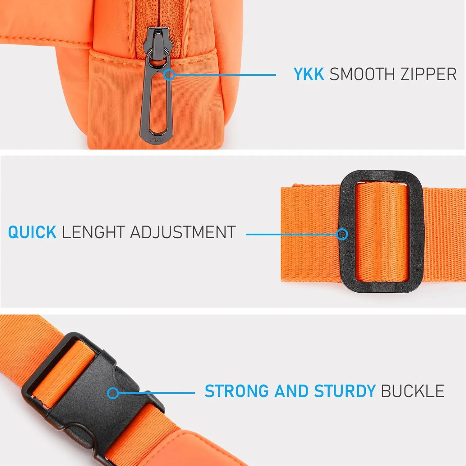 ZORFIN Belt Bag for Women Men Fashionable Crossbody Fanny Packs for Women with Adjustable Strap for Hiking Running Travel (Orange)